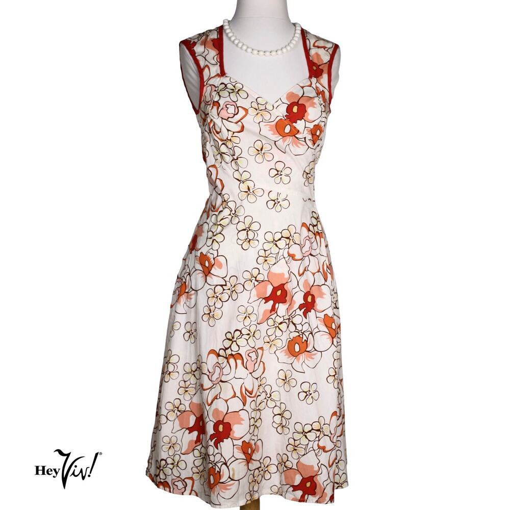 Beiza Floral Wrap Dress Sweetheart Neckline Sleeveless Retro Medium - Hey Viv